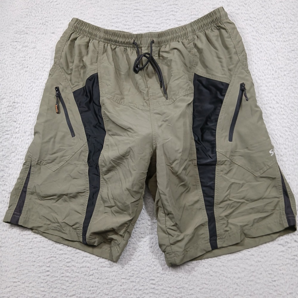 Santic Padded Cycling Shorts Men's 3XL‎ Green Black Nylon Mountain Bike